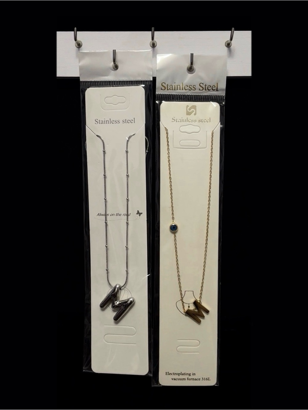 Stainless Steel Initial M Pendant Necklace - Silver and Gold together